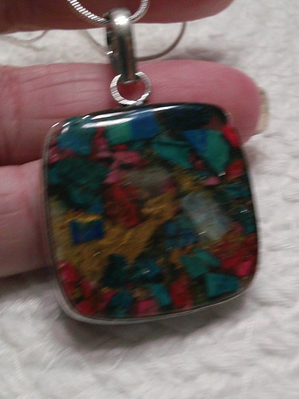 Gorgeous SPINY OYSTER TURQUOISE Handmade Sterling 925 Pendant/Chain #638E - Picture 3 of 3